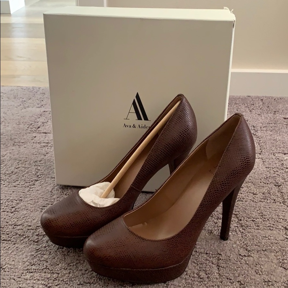 Ava & Aiden Maxine brown matte lizard print pumps